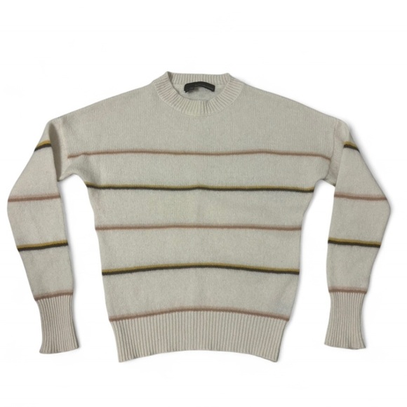 360 Cashmere Sweaters - 360 Cashmere Women's Sweater - Cream with Tan and Gold Stripes